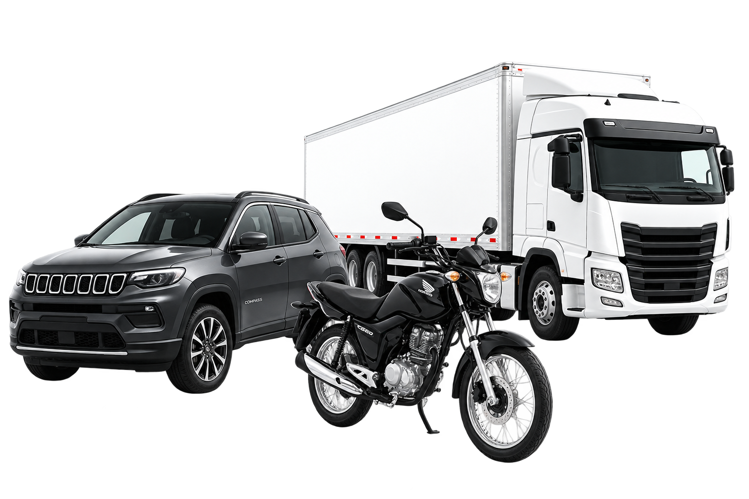 Frota atendida: carros, motos e caminhões